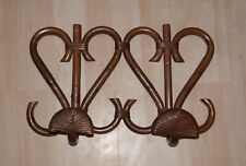 DECORATIVO ATTACCAPANNI APPENDIABITI VINTAGE DOPPIO IN BAMBU' E RATTAN DA PARETE