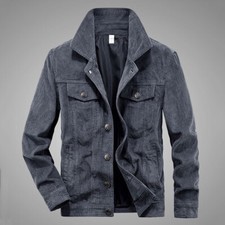 Uomo Velluto a Coste Camicia Giacca Retrò Manica Lunga Bottoni Anteriore Regular