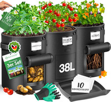 ® Sacco per La Semina Delle Patate 38 Litri - Set Di 3, in Pile Con Targhette, S