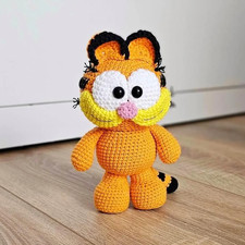 Garfield Amigurumi Uncinetto, Carino Gatto Arancione Peluche Giocattolo Tutorial, Fatto a Mano per Ventaglio