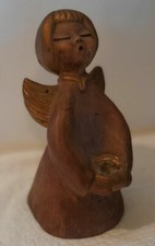 Antico Vecchio Angelo THUN cm 18 Marrone Oro Porta Candela Raro Fuori Produzione