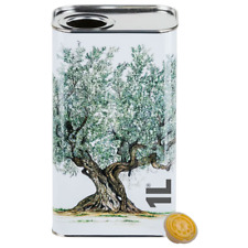 LATTINA per OLIO EVO in METALLO BIANCO CONTENITORE da  1 Litro + TAPPO ERMETICO