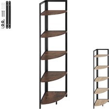 Scaffali ad angolo libreria fiori 5 ripiani effetto legno metallo industriale