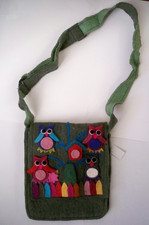 BORSA TASCAPANE PICCOLA  TRACOLLINA A SPALLA LANA COTTA GUFETTI ETNICO NEPAL