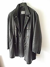 MASSINO REBECCHI  per Stradivari Cappotto Pelle Nera Linea anni '80 Ottimo stato