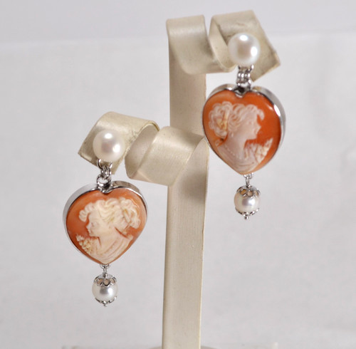 Orecchini argento 925 cammei - orecchini,