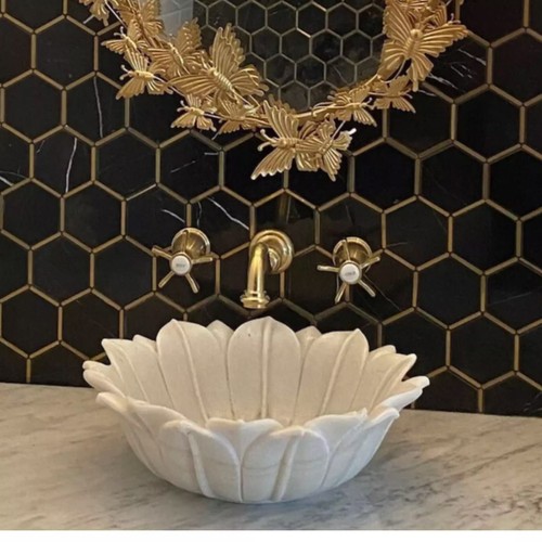Lavabo marmo loto bianco - lavabo,