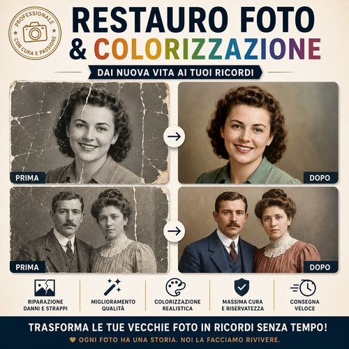 Restauro foto danneggiate - foto, e