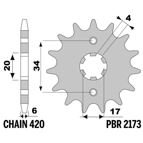 Pignone pbr denti acciaio - pbr, 14