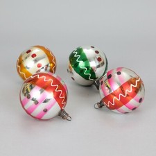 Natale palle vintage colorate in vetro decorazioni pois righe - SET di 4