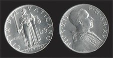 Vaticano lire 1953 giustizia - lire,