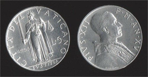 Vaticano lire 1953 giustizia - lire,