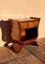 Decó - Tavolino / Comodino In Legno / Marmo E Ottone