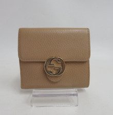 Autentico portafoglio compatto Gucci GG in pelle ad incastro Biford #37606