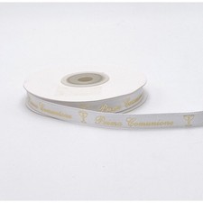 Nastro doppio raso scritta Oro PRIMA COMUNIONE 10 mm X 25 metri 13RU