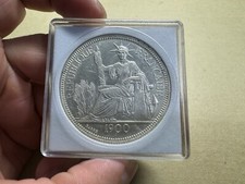 Monete 1 Piastre Argento Indocina 1900 Vintage Rare_Negozio LDP.