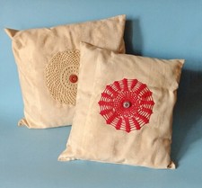 2 cuscini All'uncinetto 40cm in Cotone Home Decor Artigianale - Vintage