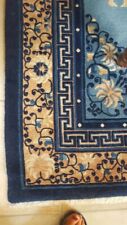 TAPPETO CINESE MOTIVO FLOREALE 126X187 ORIGINALE. IN VELLO PURA LANA CORNICE BLU