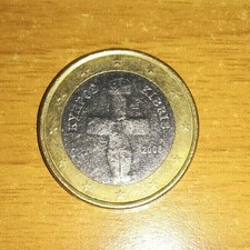 Moneta 1 Euro Cipro Kibris 2008 Circolata (ΚΥΠΡΟΣ) Bambino Con Croce Al Collo