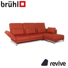Brühl Moule Tessuto Divano ad Angolo Terracotta Rosso Funzione Relax #14590