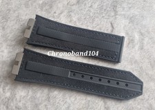 Cinturino originale OEM Hublot Big Bang 28/22 mm pelle nabuk nero/gomma ref 411 NUOVO