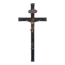 *HH* Antico Crocifisso Ligneo Bronzo Croce Religiosa Votiva Devozionale '800 