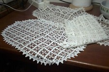 set di 3 centri vintage fatti a mano all uncinetto in cotone bianco leggi misure