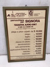 Quadro Listino Prezzi Parrucchiere Per Signora Vintage