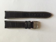 Cinturino Dubey & Schaldenbrand Cocco Nero mis 20-16 - Fibbia Acciaio Logo Rosso