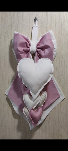 Fiocco nascita cuore tela - fiocco, in