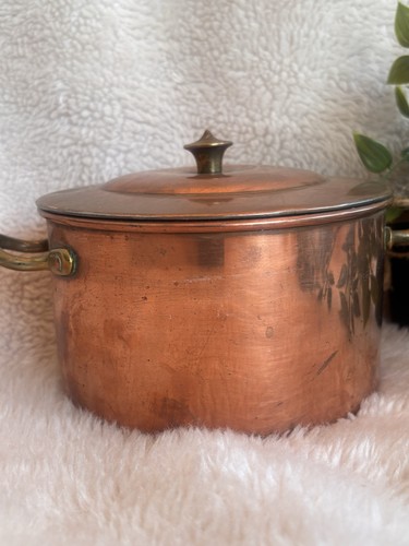 Vintage copper and brass pan - brass,