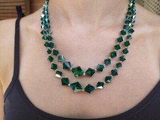 Collana doppio cristalli  Swarovski  verde  fattura artigianale - No Certificato