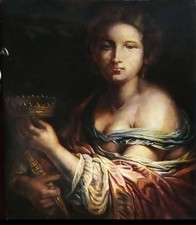 Antico dipinto olio su tela Vanitas Allegorica di Potere e Bellezza Effimera 