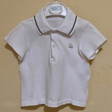 Benetton Baby Polo Bianco 9-12 Mesi Taglia 74 Casual Basic Logo 100% Cotone