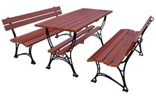 MOBILI DA GIARDINO 2 x PANCA + TAVOLO set di sedute in legno tavolo da...