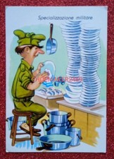 Cartolina umoristica militare Illustrata - Lavapiatti - Viaggiata 1990