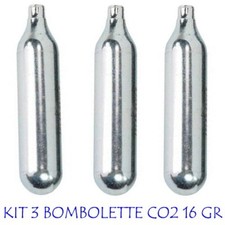 KIT 3 Bombolette aria compressa Co2 da 16 gr Gonfiaggio gomme Bici MTB city bike