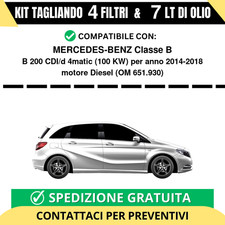 Tagliando per MERCEDES-BENZ Classe B B 200 CDI/d 4matic 100 kw Diesel 2014-20...