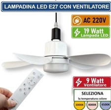 LAMPADA VENTILATORE PLAFONIERA LED SOFFITTO E27 DIMMERABILE PALE TELECOMANDO