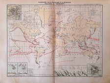 Stampa antica PLANISFERO CON