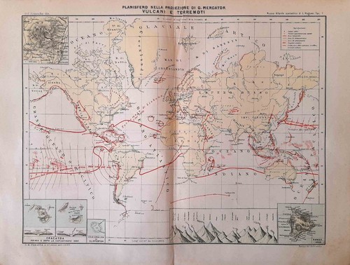 Stampa antica planisfero con - planisfero,