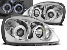 Coppia di Fari Anteriori per Toyota YARIS P1 1999-2003 Angel Eyes Cromati IT LPT