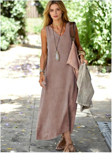 Maxi abito donna tortora tinta