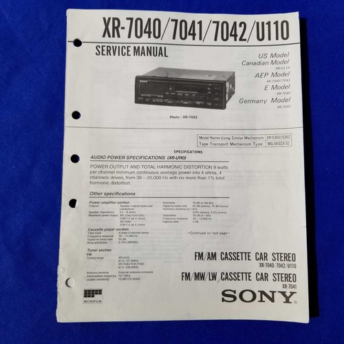 Sony 7040 7041 xr 7042 - xr-7040, xr-7041