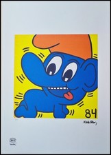 KEITH HARING * Smurf * 70 X 50 CM * Litografia Firmata * Limitata # 111/150