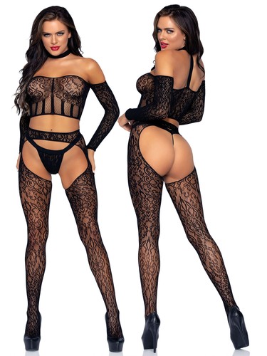 Bodystocking rete nero - bodystocking,