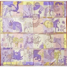 Foulard Hermes Della Cavalleria Favolosa In Seta 90 Cm Viola Carre Cavallo 35"