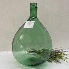 Damigiana in vetro antica da 10 Litri vecchio boccione verde per vino giardino
