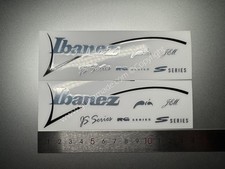 Set 2 adesivi per chitarra elettrica Ibanez J&M JS RG S Series basso headstock argento
