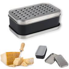 Grattugiera Acciaio con Contenitore Coperchio 2 lame Grattugia Formaggio verdura